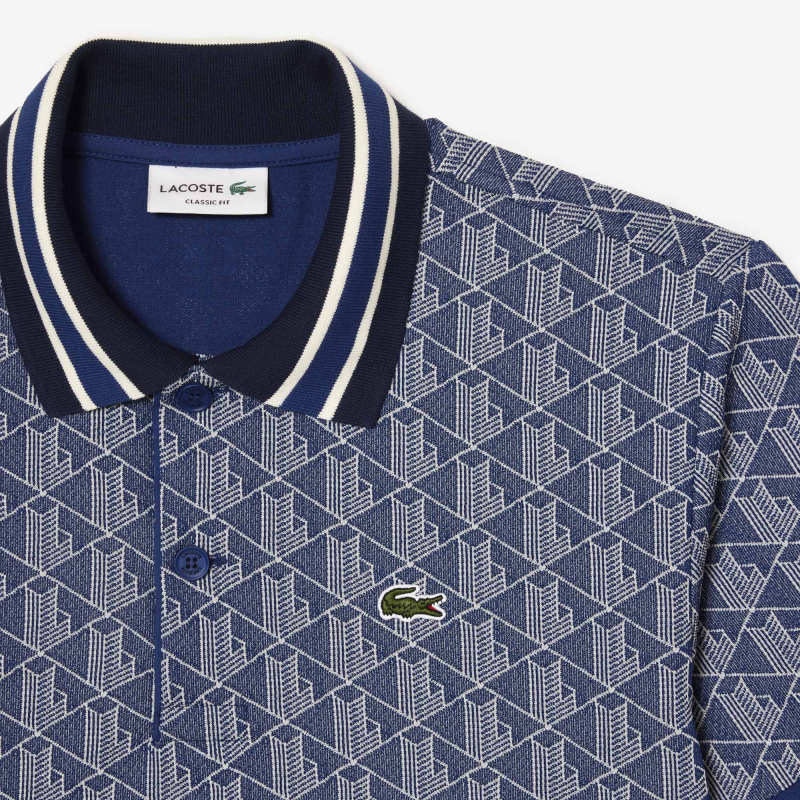 Мужское поло Lacoste классического кроя с монограммой