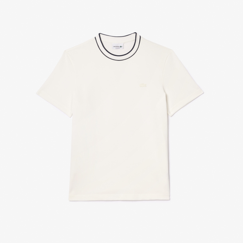 Мужская футболка Lacoste с воротником в полоску из эластичного хлопка