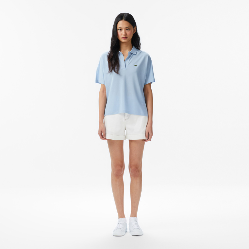 Женская рубашка-поло Lacoste из струящегося хлопка свободного кроя