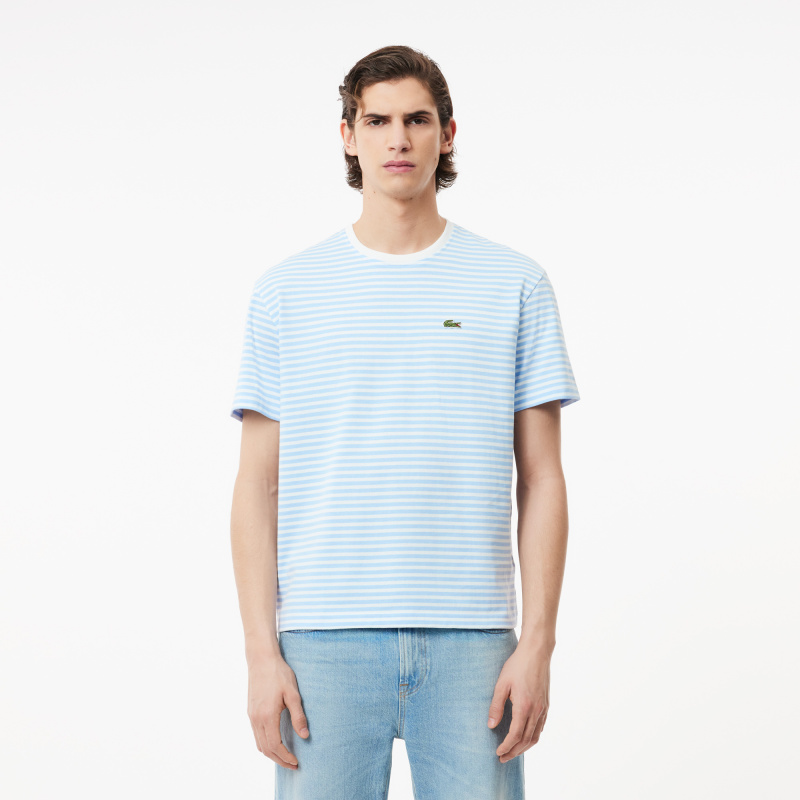 Мужская полосатая Футболка Lacoste из плотного хлопка