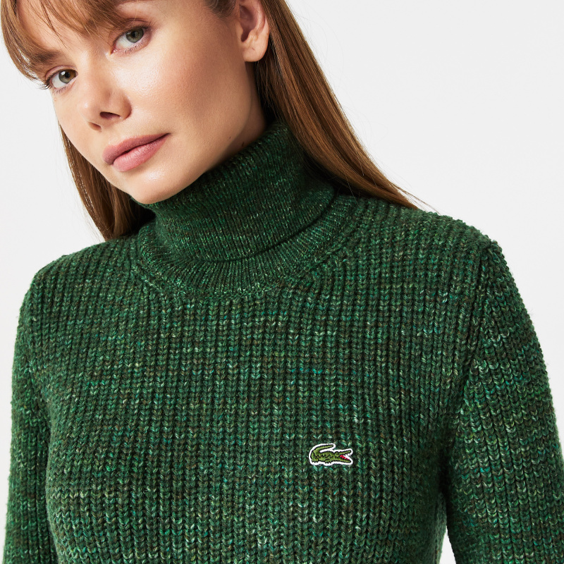 Шерстяное платье Lacoste с высоким воротом