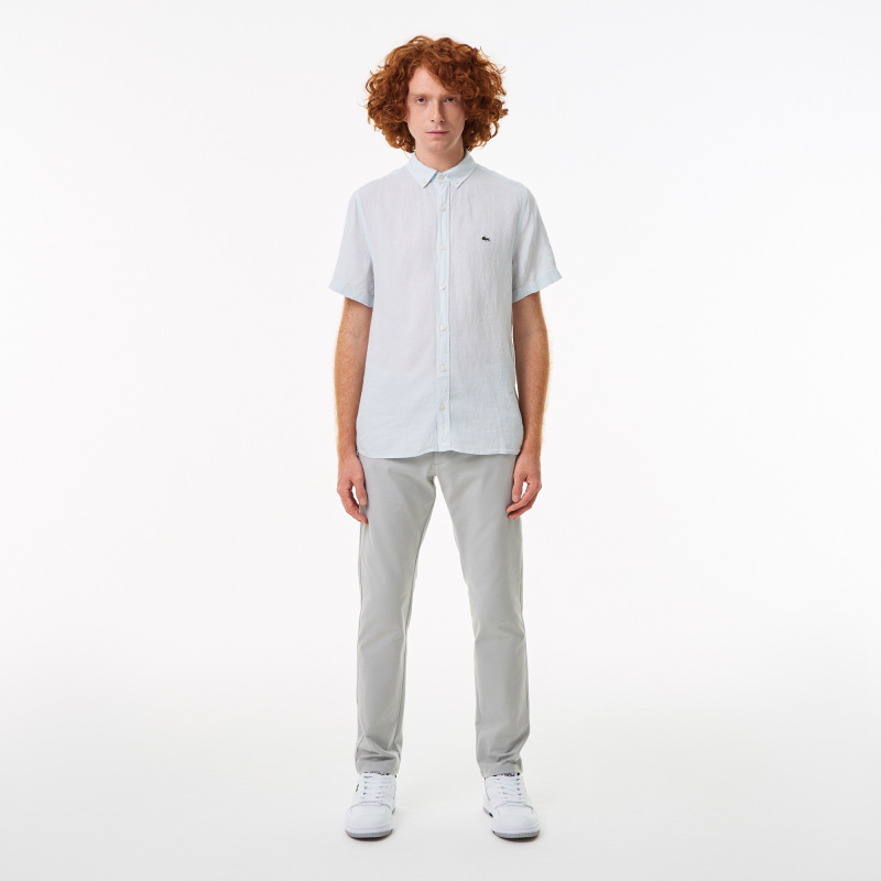 Мужская льняная рубашка Lacoste с коротким рукавом