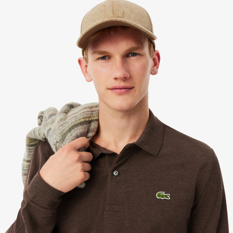 Мужское поло Lacoste L.12.21 классического кроя с длинным рукавом