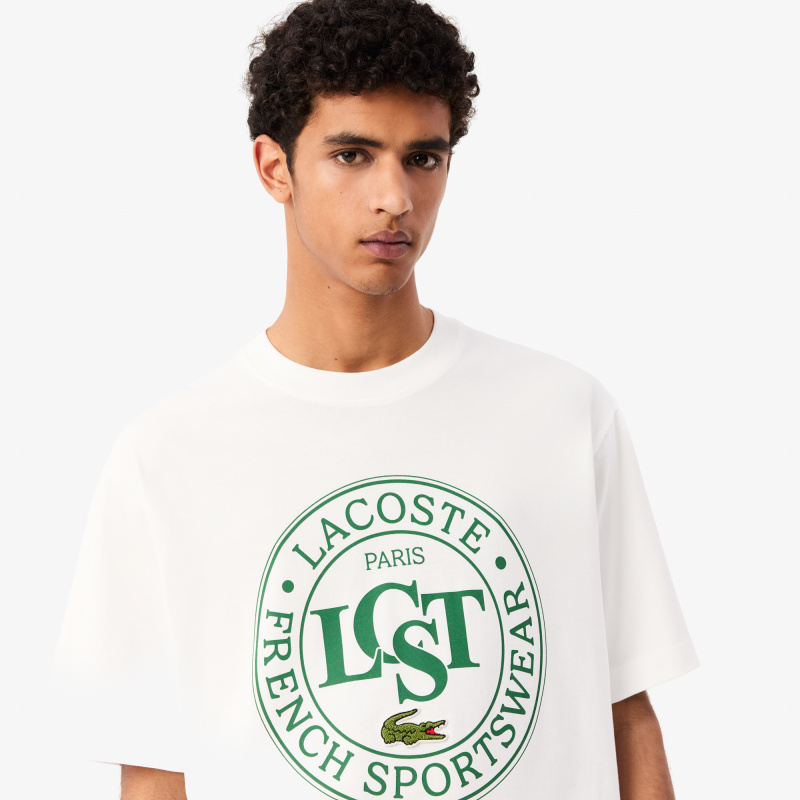 Мужская футболка Lacoste из плотного хлопка с принтом