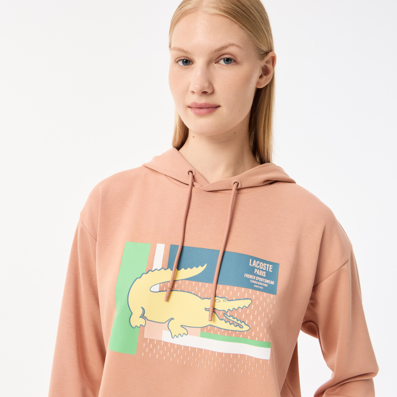 Женская короткая толстовка Lacoste с капюшоном