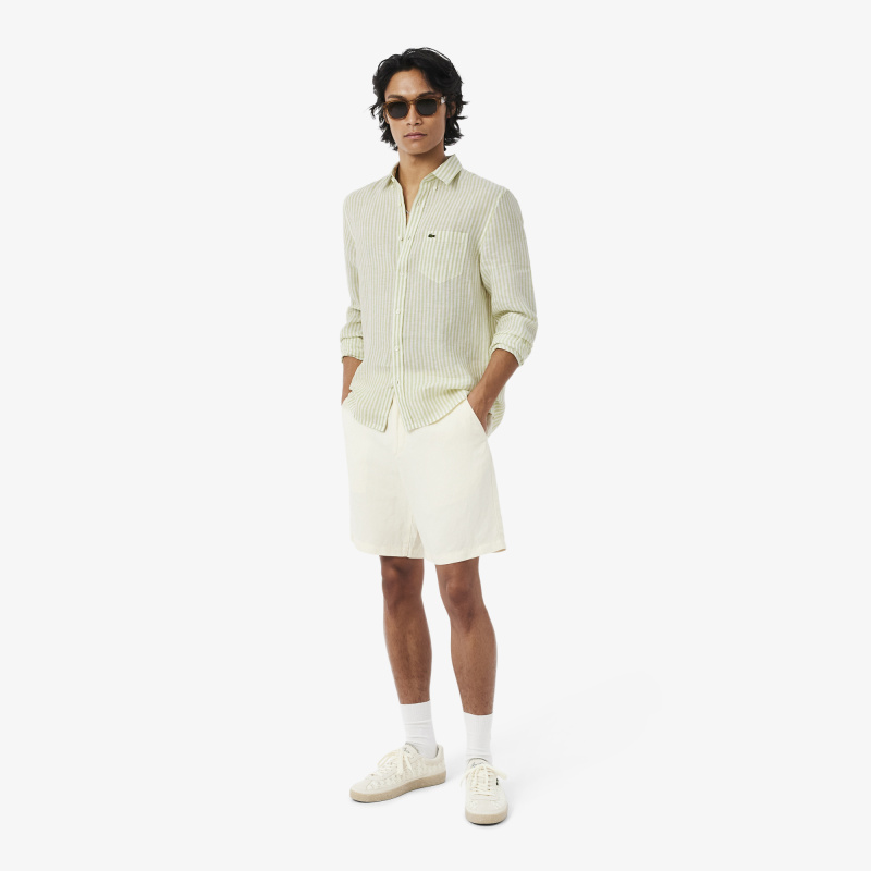 Мужская льняная рубашка Lacoste в полоску