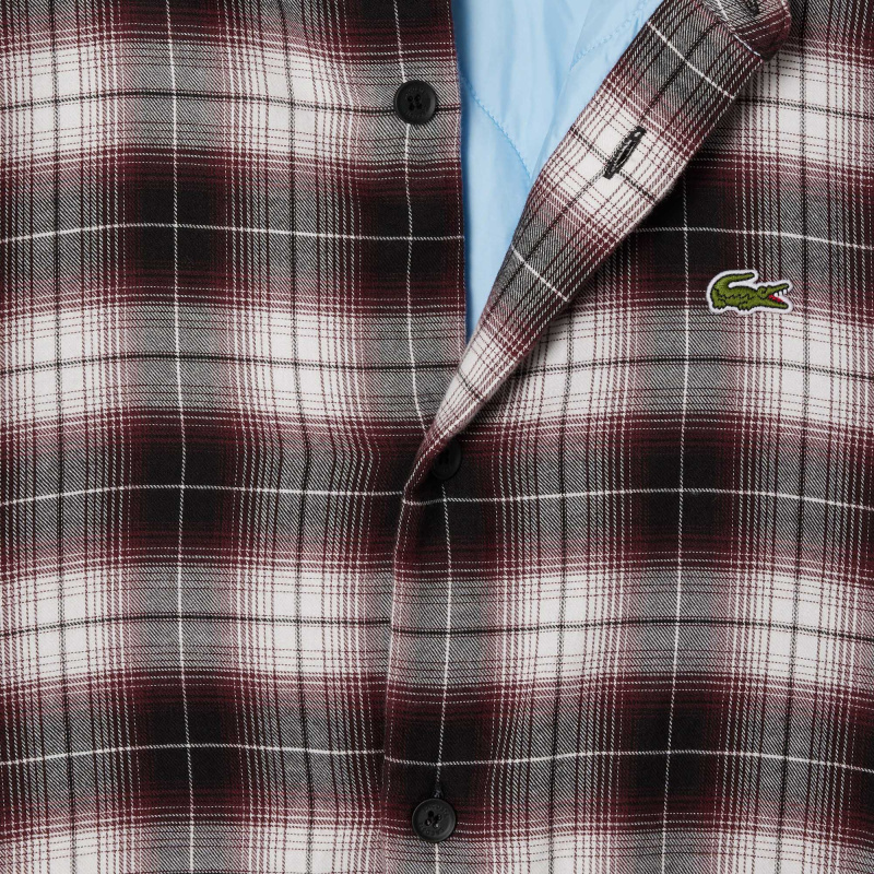 Мужская утеплённая клетчатая рубашка Lacoste в клетку