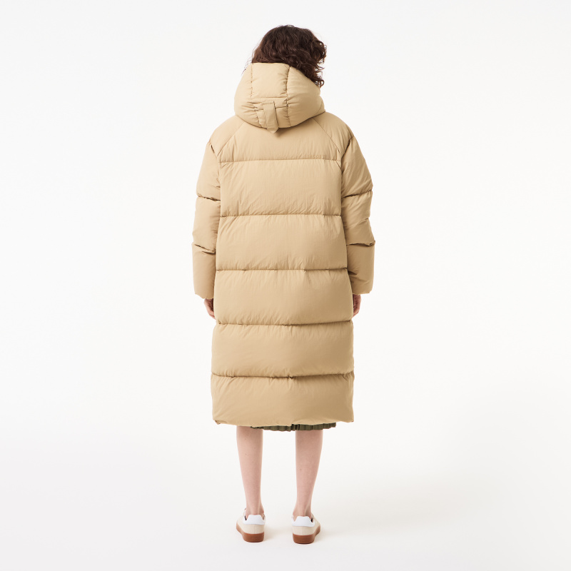 Женский длинный пуховик Lacoste с капюшоном