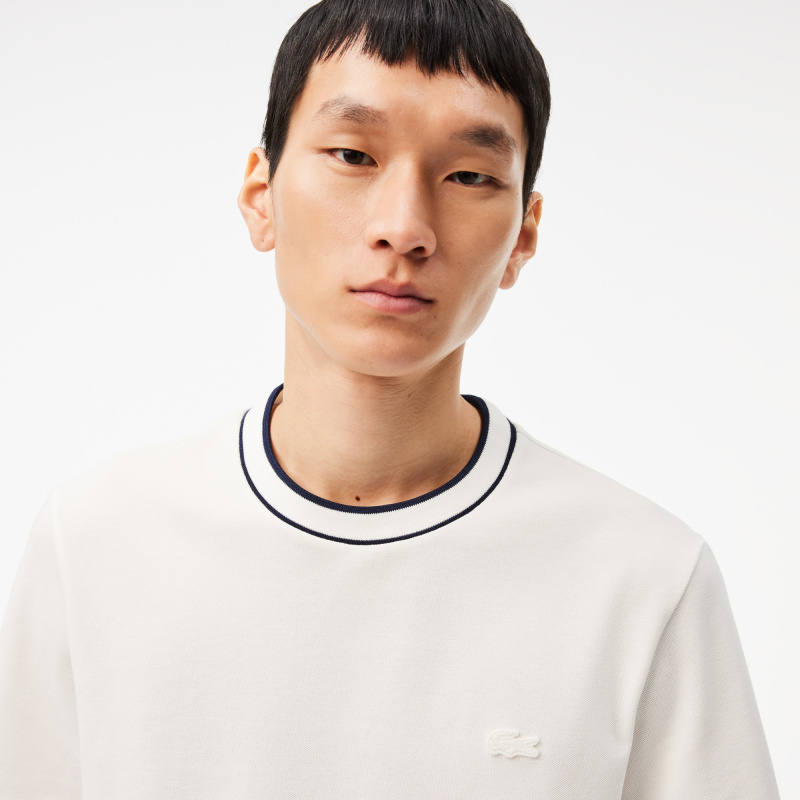 Мужская футболка Lacoste с воротником в полоску из эластичного хлопка