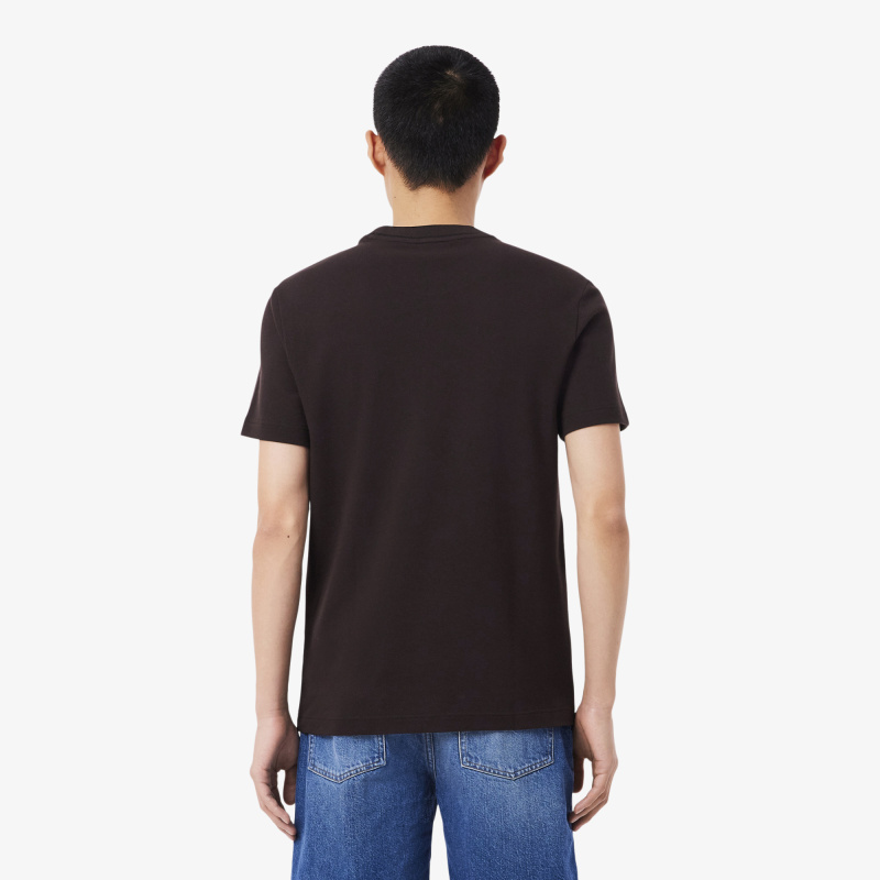 Мужская футболка Lacoste с воротником в полоску из эластичного хлопка