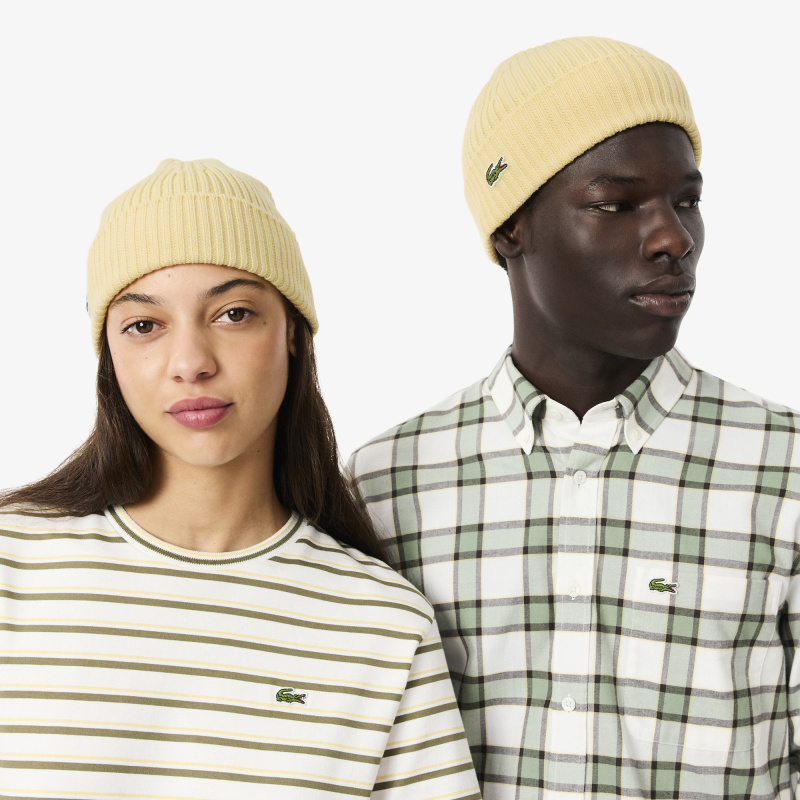 Шерстяная шапка Lacoste Unisex в рубчик