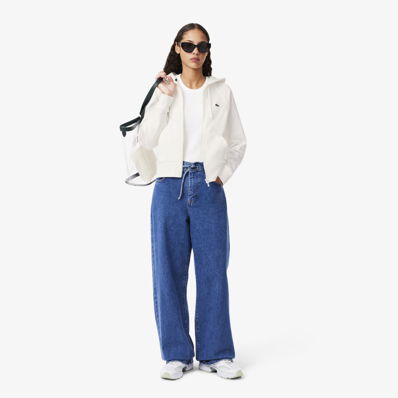 Женская флисовая толстовка Lacoste с капюшоном на молнии