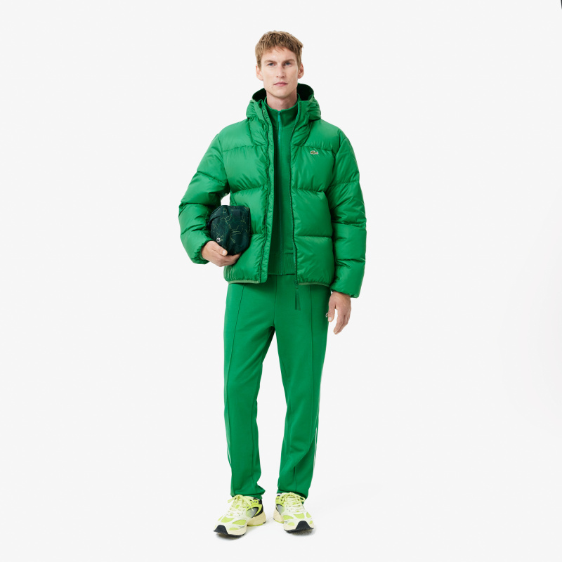 Мужской короткий влагоотталкивающий и ветроустойчивый пуховик Lacoste с капюшоном