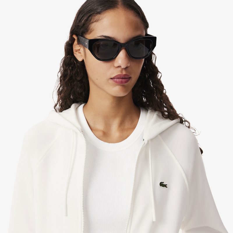 Женская флисовая толстовка Lacoste с капюшоном на молнии