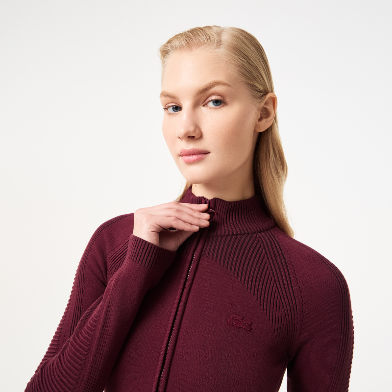 Женское облегающее длинное платье Lacoste на молнии с длинным рукавом