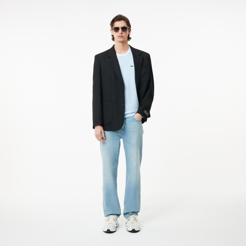 Мужская полосатая Футболка Lacoste из плотного хлопка