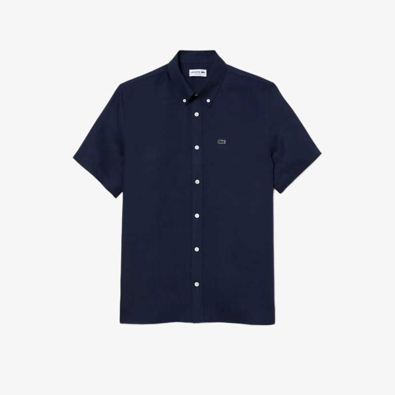 Мужская льняная рубашка Lacoste с коротким рукавом