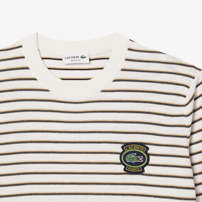 Хлопковый свитер Lacoste с круглым вырезом