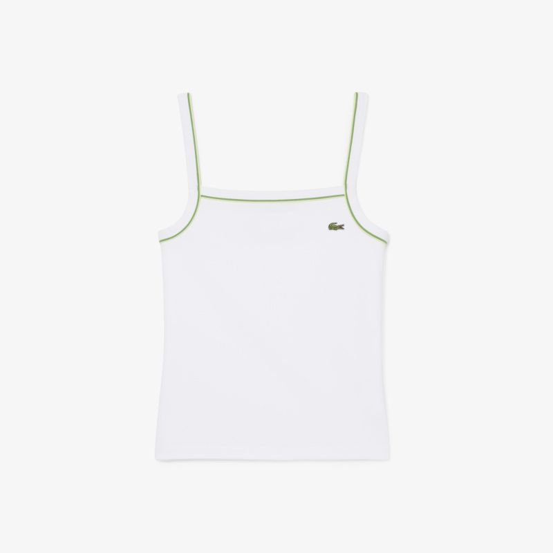 Женская хлопковая майка Lacoste с контрастными акцентами