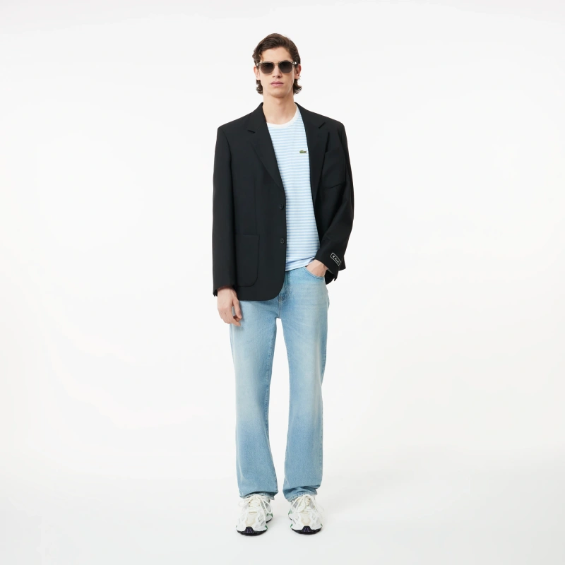 Мужская полосатая Футболка Lacoste из плотного хлопка