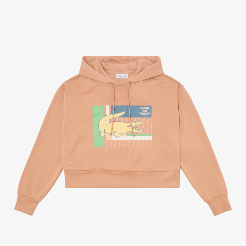 Женская короткая толстовка Lacoste с капюшоном