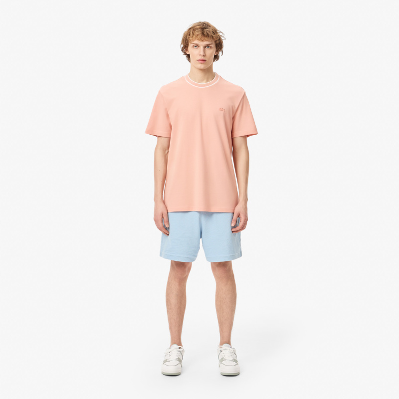 Мужская футболка Lacoste с воротником в полоску из эластичного хлопка