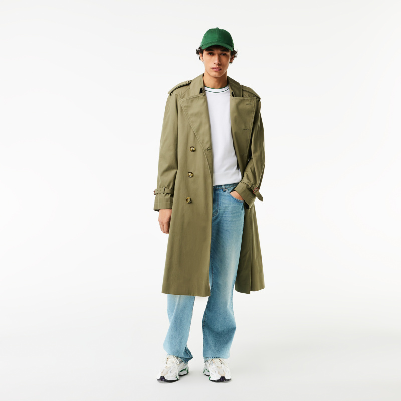 Мужская футболка Lacoste с воротником в полоску из эластичного хлопка