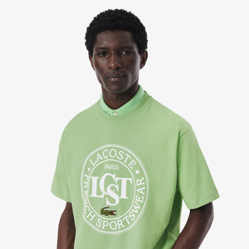 Мужская футболка Lacoste из плотного хлопка с принтом