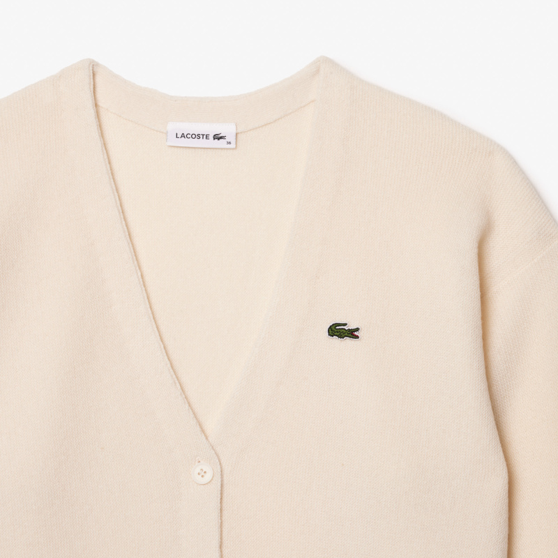 Женский шерстяной кардиган Lacoste с v-образным вырезом