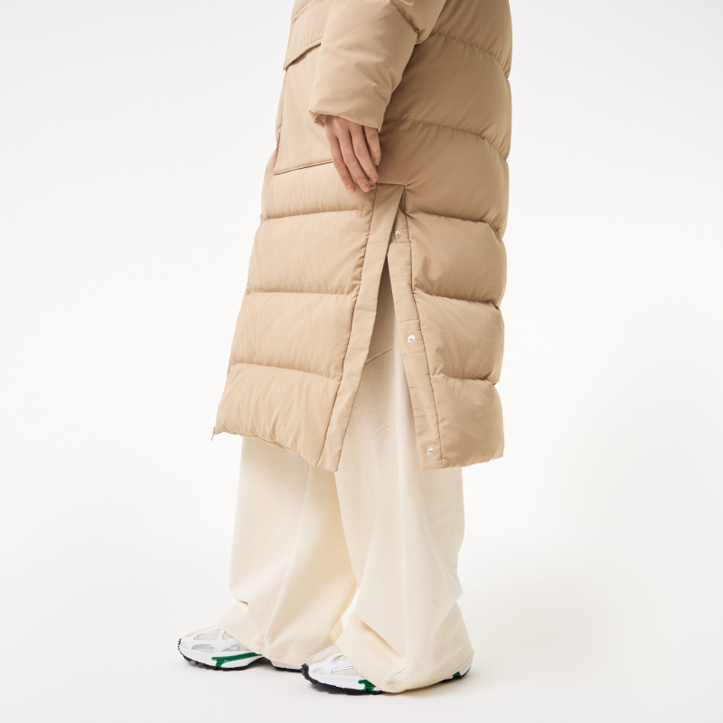Женский длинный пуховик Lacoste с высоким воротом