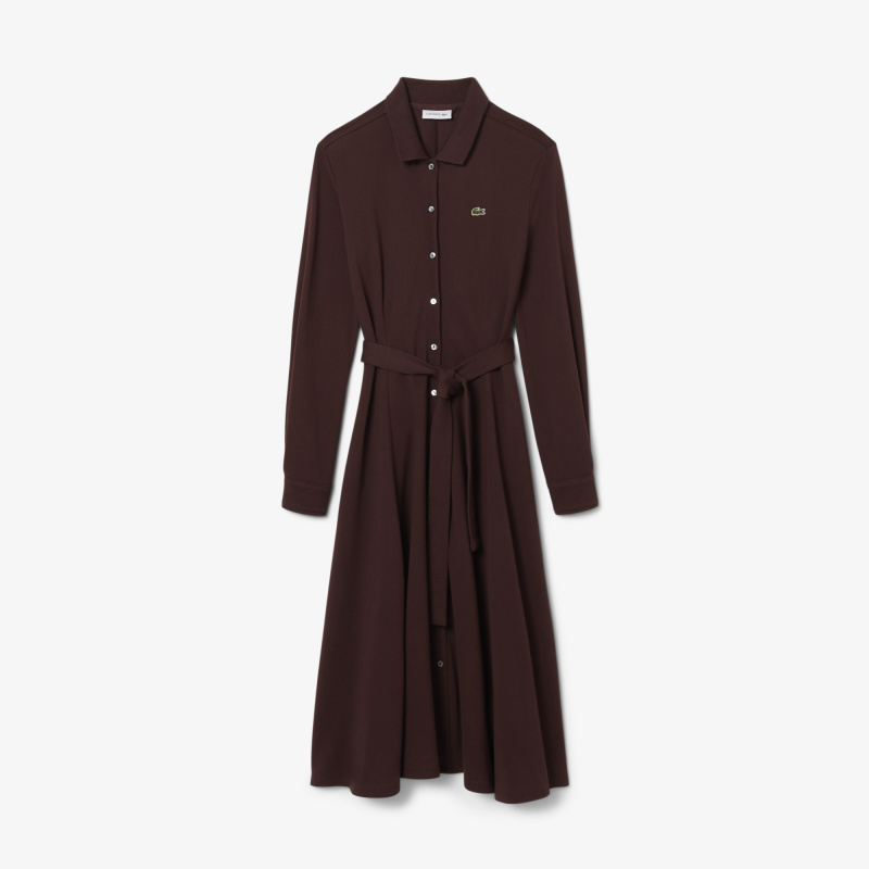 Длинное платье-поло Lacoste с длинным рукавом