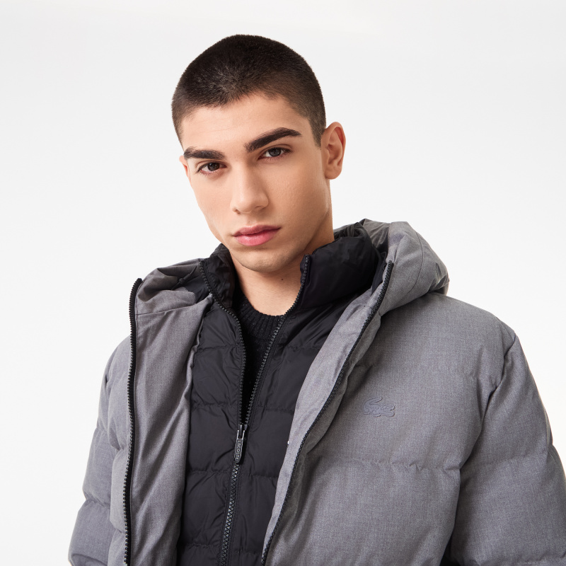 Мужской стёганый пуховик Lacoste с капюшоном