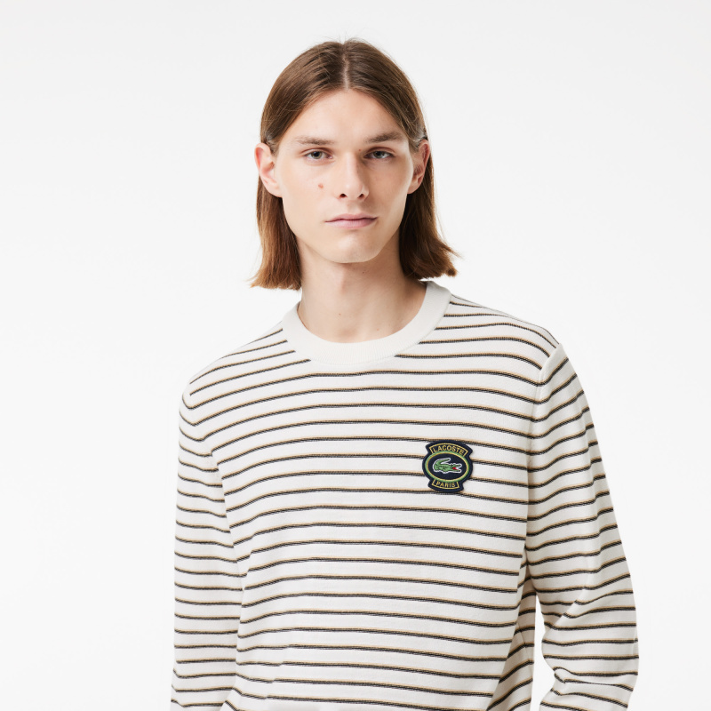 Хлопковый свитер Lacoste с круглым вырезом
