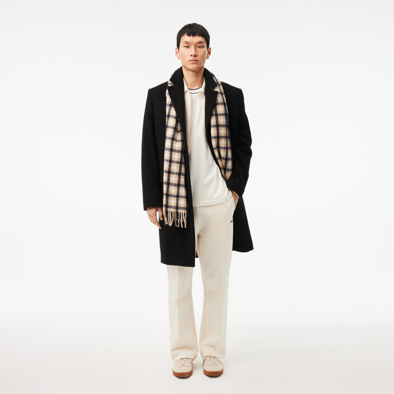 Мужская футболка Lacoste с воротником в полоску из эластичного хлопка