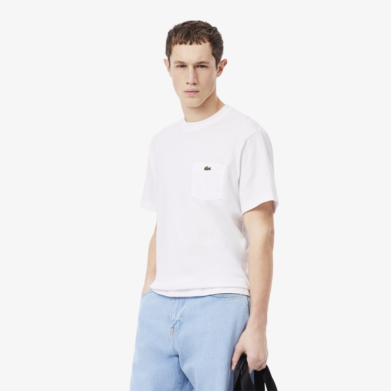Мужская футболка Lacoste из хлопка с нагрудным карманом