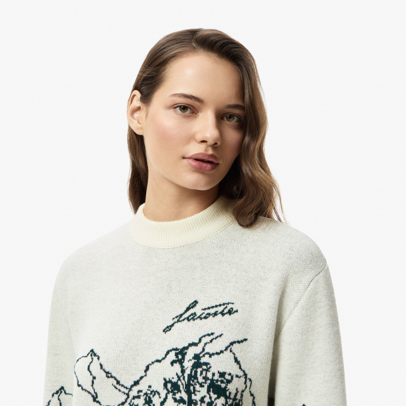 Женский свитер Lacoste с принтом свободного кроя