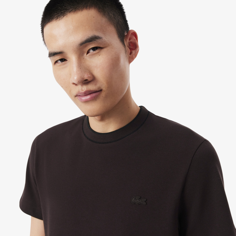 Мужская футболка Lacoste с воротником в полоску из эластичного хлопка