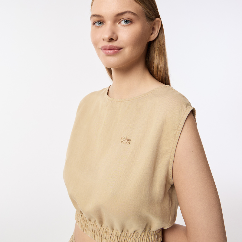 Женская лёгкая рубашка Lacoste из смеси льна