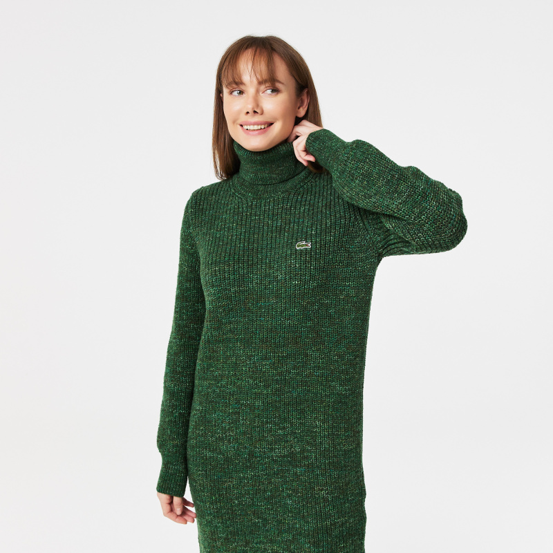 Шерстяное платье Lacoste с высоким воротом
