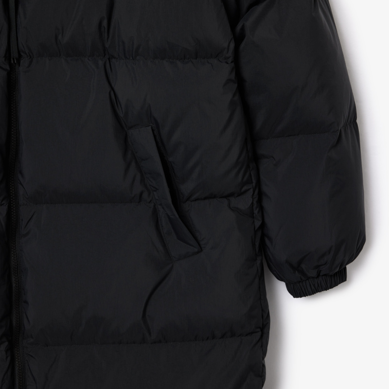 Женский длинный пуховик Lacoste с капюшоном
