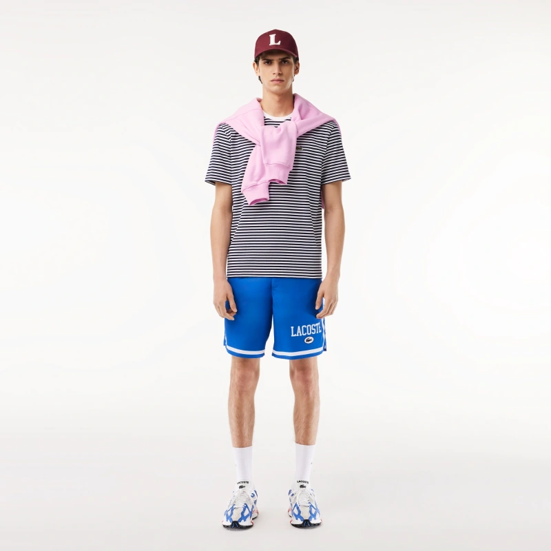 Мужская полосатая Футболка Lacoste из плотного хлопка