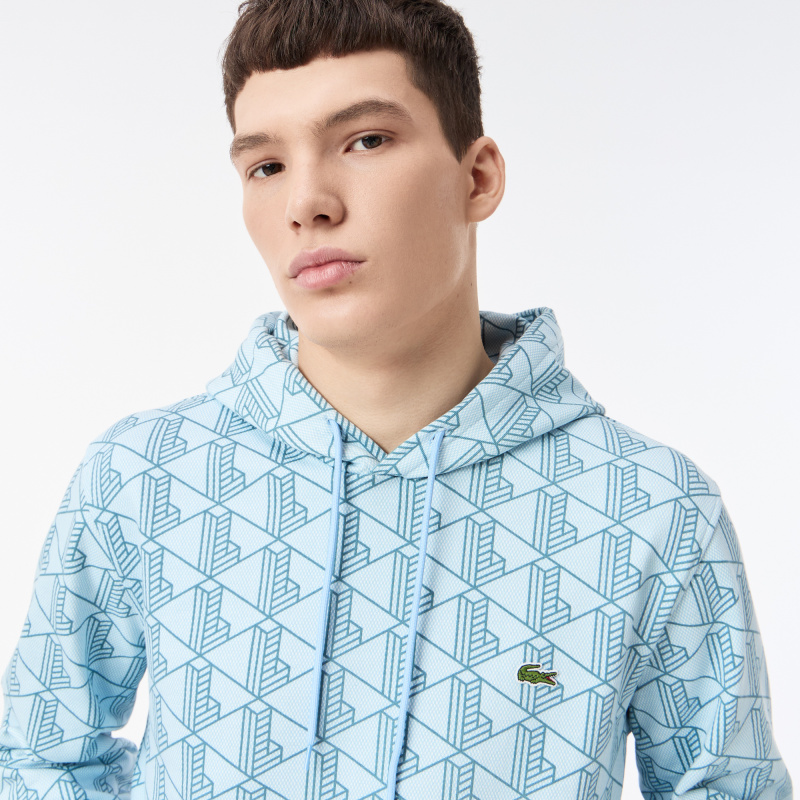 Мужская флисовая толстовка - худи Lacoste Monorgam