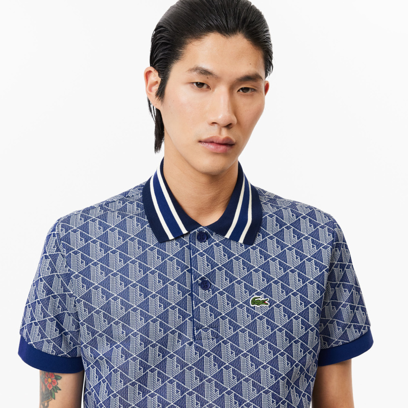 Мужское поло Lacoste классического кроя с монограммой