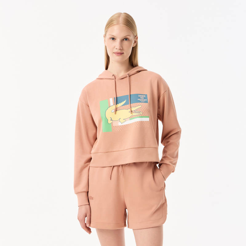 Женская короткая толстовка Lacoste с капюшоном