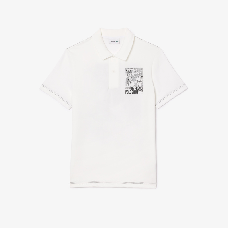 Мужское поло Lacoste с контрастным принтом