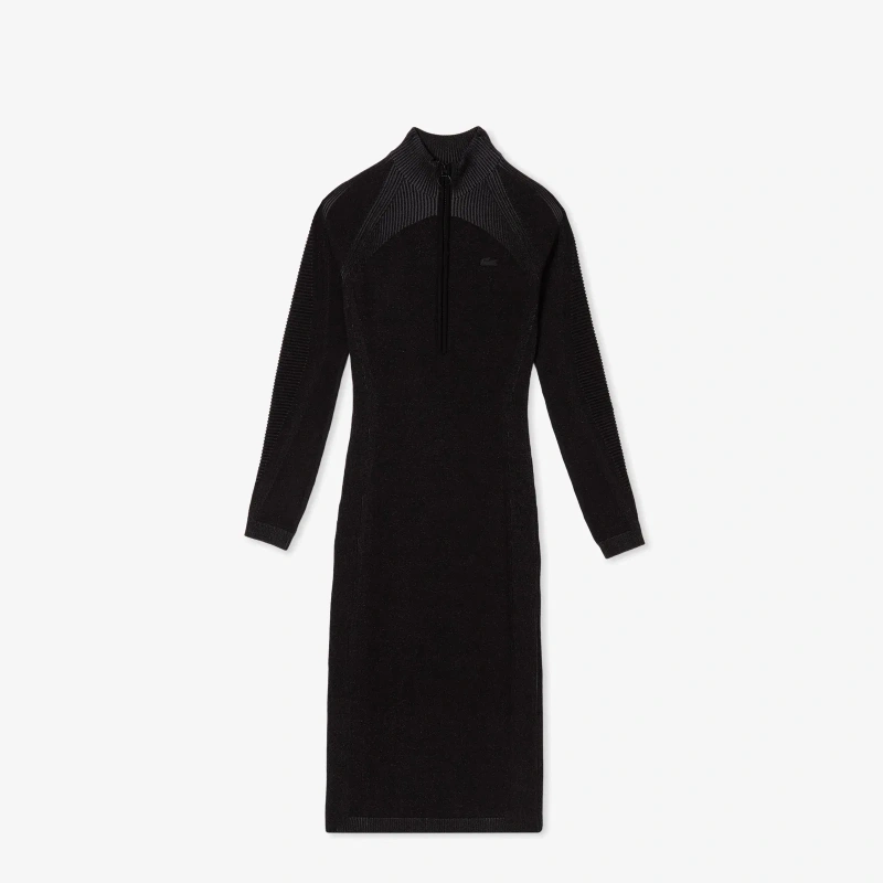 Женское облегающее длинное платье Lacoste на молнии с длинным рукавом