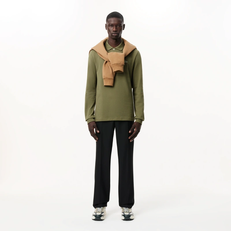 Мужское поло Lacoste L.13.12 классического кроя с длинным рукавом