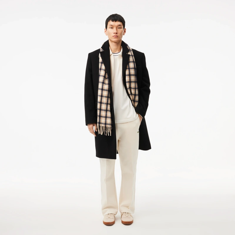 Мужская футболка Lacoste с воротником в полоску из эластичного хлопка