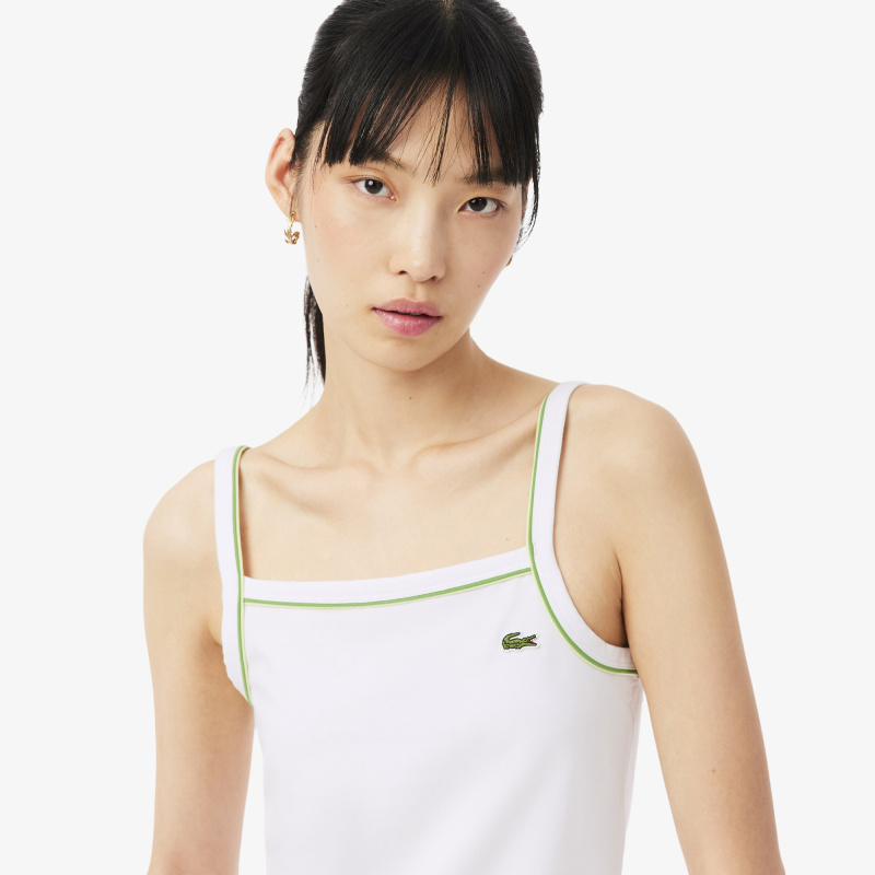 Женская хлопковая майка Lacoste с контрастными акцентами