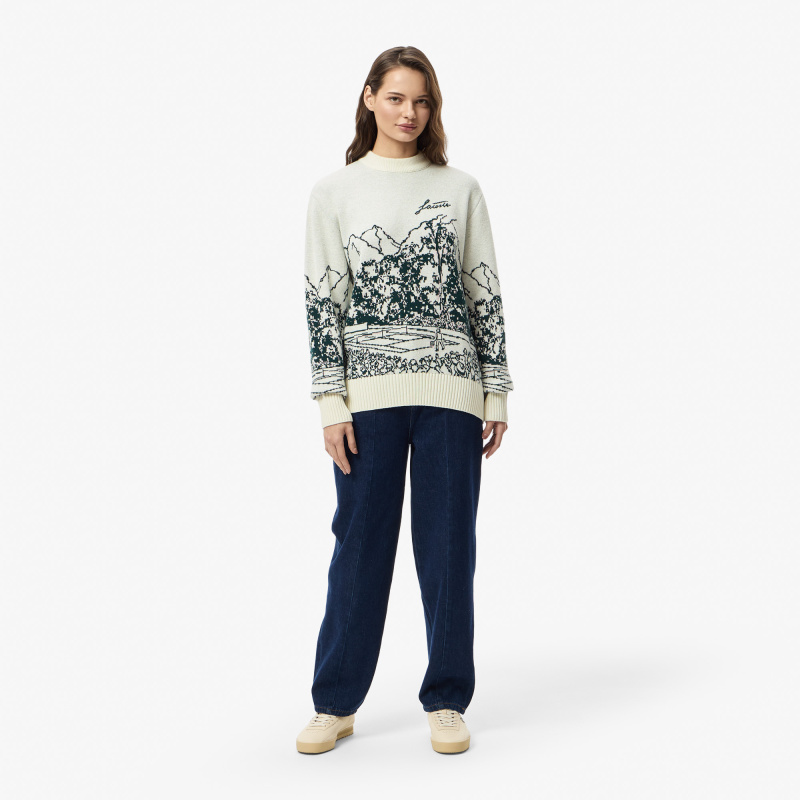 Женский свитер Lacoste с принтом свободного кроя